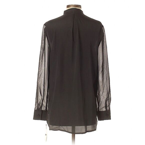 3.1 Phillip Lim Black Sheer Button-Up Crystal Tuxedo Blouse Women Size S - Picture 3 of 9